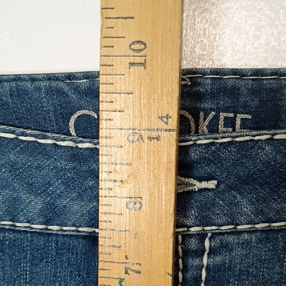 Cherokee Indigo Denim Shorts Women's XL 14-16 White Hem Embroidered - Picture 5 of 11